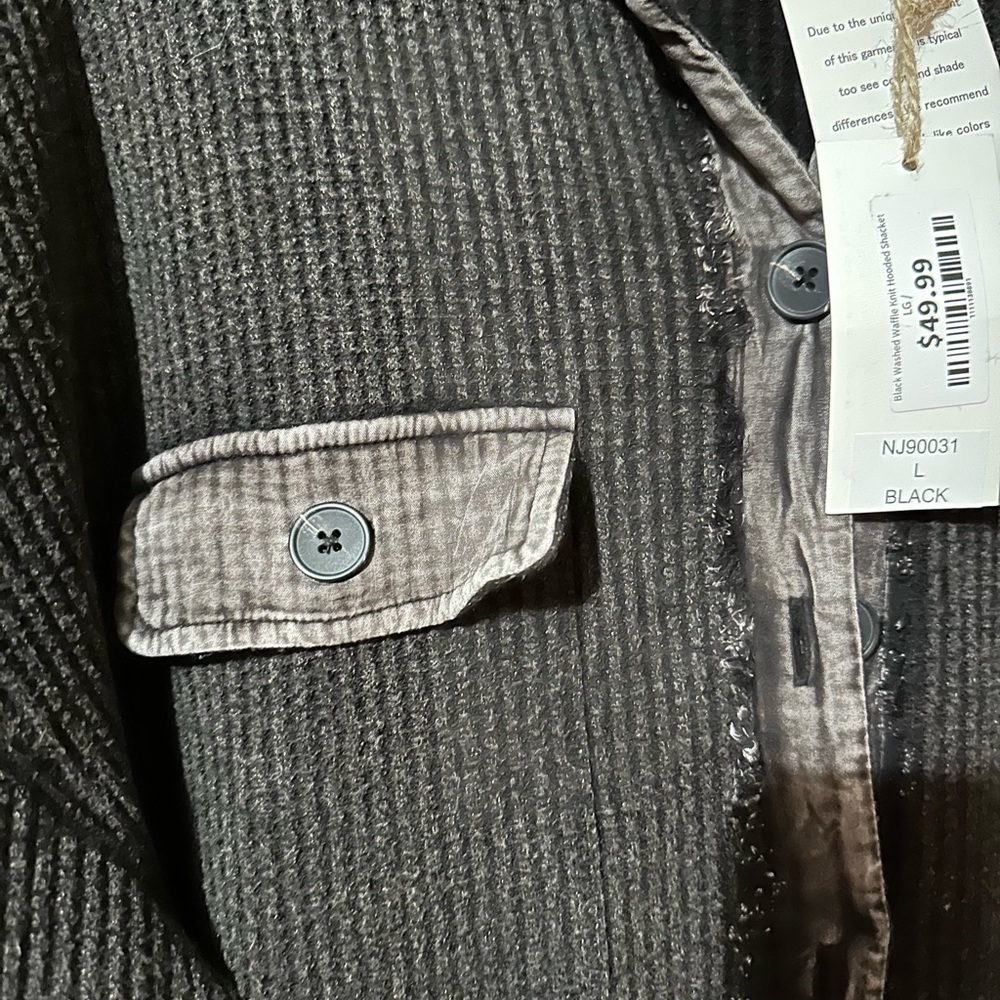 Black Ribbed Button-Up Cardigan - Picture 5 of 5